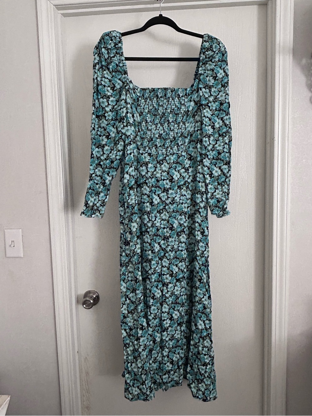 & Other Stories | Teal Floral Long-Sleeve Maxi Dress | Size 10 - Picture 6 of 6